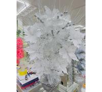 Artificial Glitter Flower Arrangement, 35 cm White and Silver
