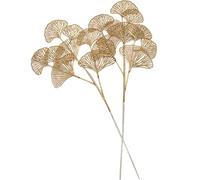 Artificial Gold Plants Decor 26 Inch, Golden Ginkgo Plastic Fake Shrubs Apricot Leaves Faux Flowers for Christmas Indoor Outdoor Home Garden Party Hotel Verandah Wedding Event DIY Decoration - 2 Pack