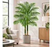 Artificial Golden Cane Palm Tree, 4FT Tall Artificial Plants with Black Pot | Large Tropical Fake Tree,Tall Faux Silk Plant With Realistic Textured Trunks for Indoor Living Room Patio Office Home Decor