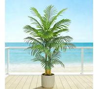 Artificial Golden Cane Palm Tree, 5FT Tall Artificial Plants with Black Pot