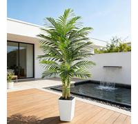 Artificial Golden Cane Palm Tree,6FT Artificial Plants with Tall White Pot