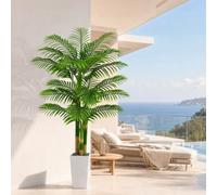 Artificial Golden Cane Palm Tree,6FT Artificial Plants with Tall White Pot | Large Tropical Fake Tree,Tall Faux Silk Plant With Realistic Textured Trunks for Indoor Living Room Patio Office Home Decor