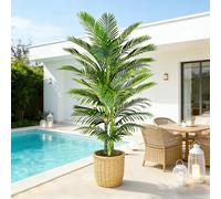 Artificial Golden Cane Palm Tree, 6FT Tall Artificial Plants with Black Pot