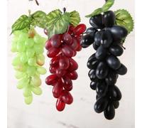 Artificial Grape Bunches Decorative Fake Fruits Realistic Simulation Food Polyethylene Made 18cm 22cm Length for Home Decor Office Party Decoration Wedding(36 green grapes)