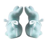 Artificial Grass Bunny, 2pcs Easter Moss Bunny Rabbit Figurine, Easter Table Decorations Centrepiece Moss Rabbit Figure For Kids Birthday Furry Flocked Rabbit Statue Easter Garden Yard Decorations