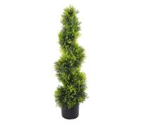 Artificial Grass Direct Artificial Cypress Spiral Topiary Tree 90cm (3ft) - Potted Faux Spiral Conifer in Black Pot - No Watering or Trimming - Green Decorative Tree for Home, Hallway & Office