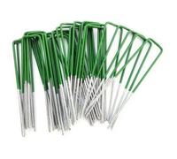 Artificial Grass U Pins Half Green Metal Galvanised Pegs Staples Weed Astro Turf 100Pcs