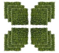 Outsunny 12Pcs 50Cm X 50Cm Artificial Boxwood Panel Milan Grass With Flowers