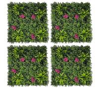 Artificial Grass Wall Panels 4pcs - 3D Indoor and Outdoor Decorative Green Wall, UV Protection Privacy Fence, Suitable for Garden, Wedding, Balcony, Easy to Install(04)