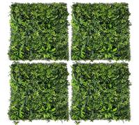 Artificial Grass Wall Panels 4pcs - 3D Indoor and Outdoor Decorative Green Wall, UV Protection Privacy Fence, Suitable for Garden, Wedding, Balcony, Easy to Install(02)