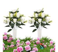 Artificial Grave Flowers for Cemetery and Graves, Realistic Artificial Flower Bouquet for Graves, Memorial Day Flowers for the Grave, for Patio, Sunday of Dead, Funeral, Graveside, Lawn