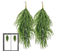 Artificial Green Garland, Pine Garland, Christmas Tears Swag, 2 Pieces Artificial Hanging Plants Garlands for Decoration, 26 Inches, for Railing, Table Window Wall, Coat, Door Stairs