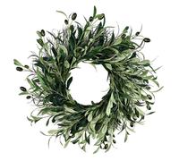 Artificial Green Olive Wreath, 35Cm/40cm Spring Summer Door Wreath for Front Door, Spring Summer Green Wreath, Artificial Spring Wreath, for Decorations All Year, Wedding, Farmhouse, Wall (40CM)