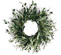 Artificial Green Olive Wreath - 40cm Front Door Olive Wreath Decoration,Lifelike Olive-Wreath for Indoor & Outdoor All-Year Decor,Farmhouse,Wedding,Seasonal Home Wreaths Decor
