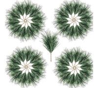 Artificial Green Pine Needles Branches - 10CM Twigs Stems Picks - Fake Greenery for Christmas Garland Wreath Embellishing and Home Holiday Garden (24Pcs)