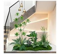 Artificial Green Plants Combination with Moss Lawn, Potted Fake Trees for Living Room Exhibition Hall Balcony Mall Decoration