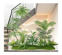 Artificial Green Plants Set with Moss Lawn, Potted Fake Trees for Living Room, Exhibition Hall, Balcony, Mall Decoration