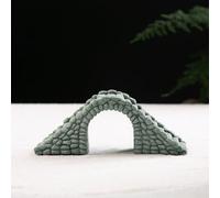 Artificial Green Sandstone Miniature Stone Bridge Ornament with Lifelike Steps for Garden Décor, Rockery Landscaping, Aquarium Decoration, Traditional Chinese Style, (Small)
