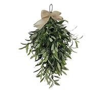 Artificial Green Teardrop Swag Olive Wreath Pendant 60cm Olive Branch Teardrop Swag Wall Mounted Green Wreath Fake Olive Leaves Decorative Swag for Wedding Birthday Party Festival