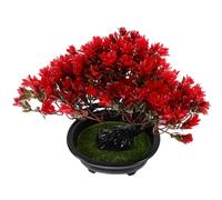 Artificial Guest-greeting Pine Bonsai Tree, Red Plastic Indoor Table Decor | Vivid Simulated Design, No Leaf Shedding, Space-saving Display for Shelves, Window Ledges, Bedrooms, Restaurants and Busy