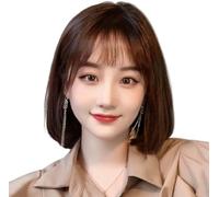 Artificial Hair Human Hair Short Wig with Bangs Straight Hair Wigs Synthetic Hot Wigs with Bangs Fashion Fluffy Classic Women Women Girls Comfortable