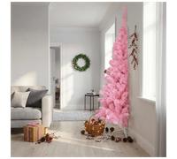 Artificial Half Christmas Tree Pink 240cm PVC Steel 1050 Branches Wall Saver Art
