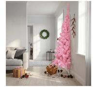 Artificial Half Christmas Tree Pink 240cm PVC Steel 1050 Branches Wall Saver Art