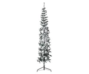 Artificial Half Christmas Tree Slim White/Green PVC 120 cm 38 cm 80 Tips 30x30cm