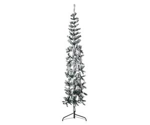 Artificial Half Christmas Tree Slim White/Green PVC 120 cm 38 cm 80 Tips 30x30cm