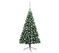Artificial Half Pre-Lit Christmas Tree with Rose Gold Bauble Set - Green 150 cm