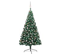 Artificial Half Pre-Lit Christmas Tree with Rose Gold Bauble Set - Green 180 cm