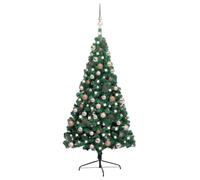 Artificial Half Pre-Lit Christmas Tree with Rose Gold Baubles - Green 240 cm