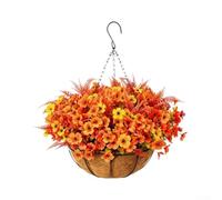 Artificial Hanging Basket Autumn Flowers with Weather-Resistant | For Outdoor Use Adds Vibrant Seasonal Color No Watering or Sunlight Needed Includes 1 or 2 Pieces