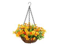 Artificial Hanging Baskets With Flowers,Large Hanging Flowers in Basket,Hanging Flower Plant Pot Metal Wire Plant Basket,Fake Hanging Plants for Outdoors Indoors Yard Garden Patio Porch Decorations