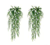 Artificial Hanging Eucalyptus Plants, 2 Pack 75cm Vine Fake Greenery, UV Resistant Plastic Foliage for Wedding Party Home Wall Decor(Purple)