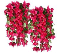 Artificial Hanging Flowers 28.35" Silk Bougainvillea UV Resistant Faux Flower Greenery Vines for Home Garden Porch Eave Wedding Wall Indoor Outdoor Decor (Fuchsia - Pack of 8)