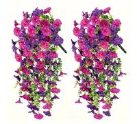 Artificial Hanging Flowers, 45 cm Purple and Pink Petunia Vine, Pack of 2, Outdoor Indoor Decor