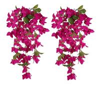 Artificial Hanging Flowers Bougainvillea, 2PCS UV Resistant Bougainvillea Silk Vine Flowers Fake Triangle Plum Blooming Faux Flower for Garden Porch Eave Wedding Wall Indoor Outdoor Decor (Rose Red)