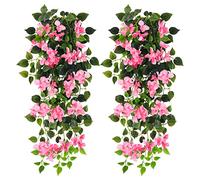 Artificial Hanging Flowers Bougainvillea, UV Resistant Fake Plastic Faux Flower Fabric Vine for Indoor Outdoor Garden Porch Eave Wedding Wall Décor