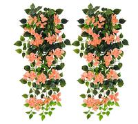 Artificial Hanging Flowers Bougainvillea, UV Resistant Fake Plastic Faux Flower Fabric Vine for Indoor Outdoor Garden Porch Eave Wedding Wall Décor Fall Decorations