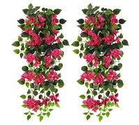 Artificial Hanging Flowers Bougainvillea, UV Resistant Fake Plastic Faux Flower Fabric Vine for Indoor Outdoor Garden Porch Eave Wedding Wall Décor
