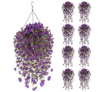 Artificial Hanging Flowers Fake Plants Outdoor, Faux Silk Violet Vine Flower for Outdoor Indoor Decor , UV Resistant Realistic Hanging Petunias Plants for Porch Home Patio Balcony Yard (8PCS, purple)
