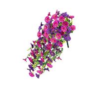 Artificial Hanging Flowers for Outdoors (2 Pack), No Odor, 29.5in Hanging Morning Glory, No Watering Needed, Spring Summer Home Decoration (Purple)