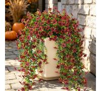 Artificial Hanging Flowers for Outdoors, 2 Pcs Fake Hanging Faux Plants Flowers Spring Summer Decor, UV Resistant Artificial Realistic Flowers for Front Door Porch Planter Patio Garden(Brown)