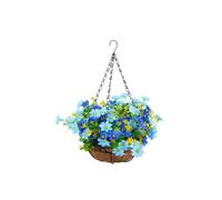 Artificial Hanging Flowers in Basket for Patio Lawn Garden Decor, for the Decoration of Outdoors and Indoors-Blue