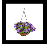 Artificial Hanging Flowers in Basket for Patio Lawn Garden Decor, for the Decoration of Outdoors and Indoors-Purple