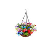 Artificial Hanging Flowers in Basket for Patio Lawn Garden Decor, for the Decoration of Outdoors and Indoors-Multicolor