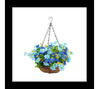 Artificial Hanging Flowers in Basket for Patio Lawn Garden Decor, for the Decoration of Outdoors and Indoors-Blue