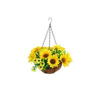 Artificial Hanging Flowers in Basket for Patio Lawn Garden Decor, for the Decoration of Outdoors and Indoors-Yellow