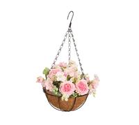 Artificial Hanging Flowers in Basket Hanging Plant for Home Courtyard Garden pink 20x40 cm